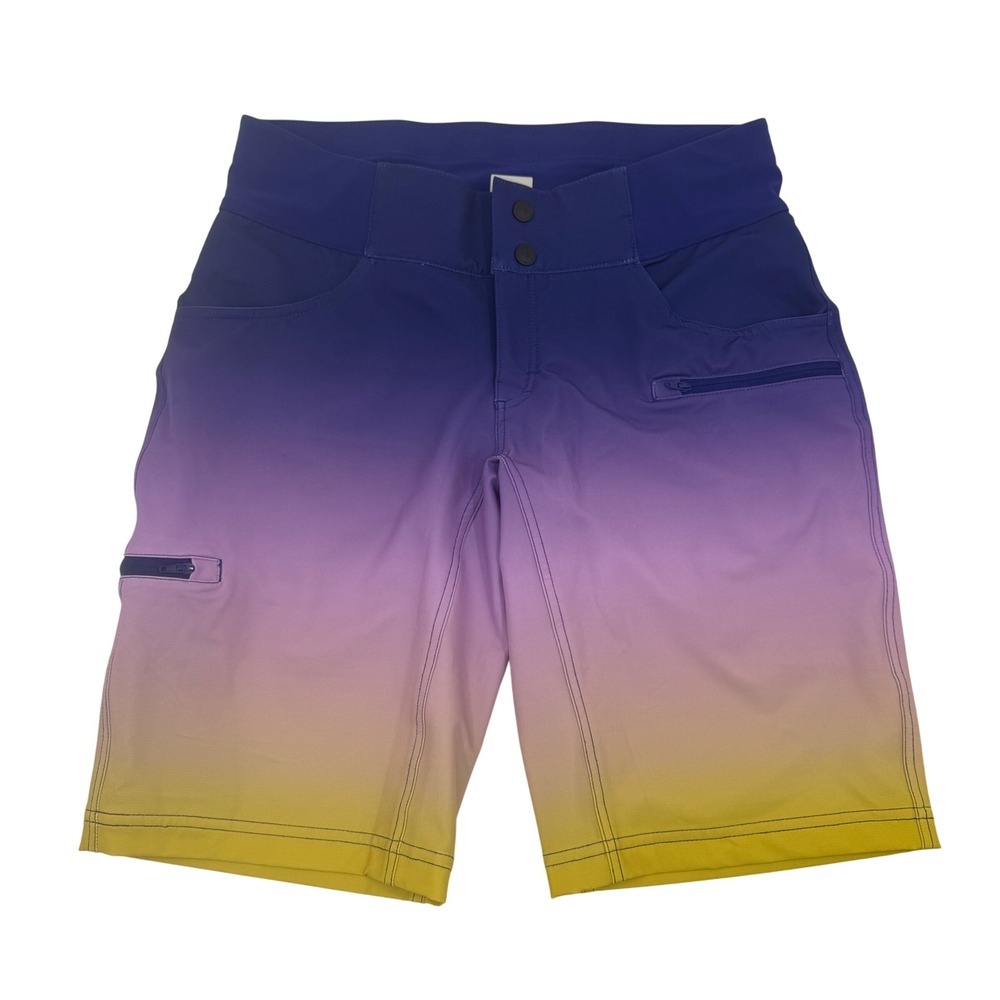 Shredly Shorts Womens 4 Purple Yellow All Time Mid Rise Short Stretch Waistband